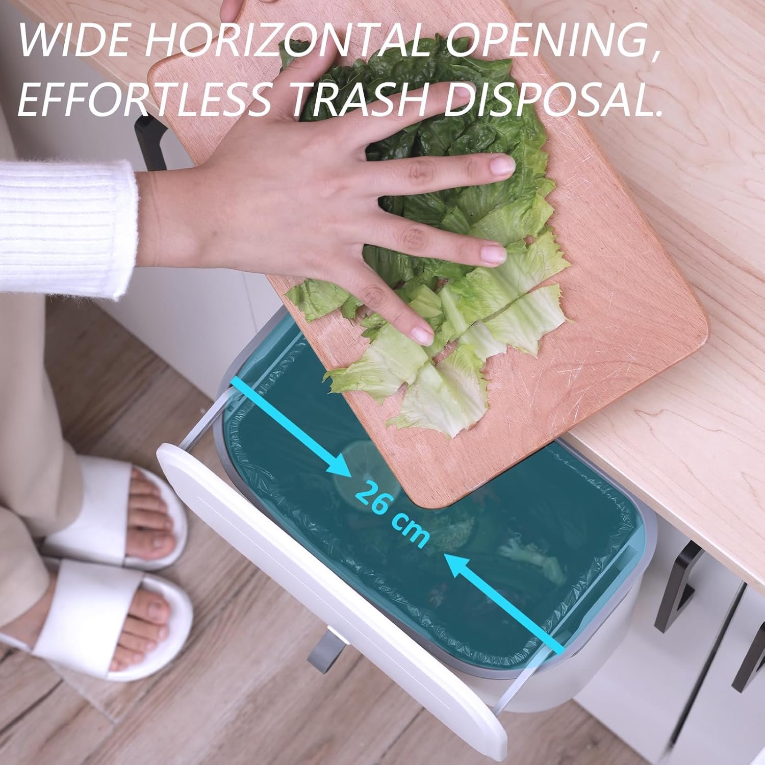 Compost Bin, 2.5 Gallon Hanging Trash Can with Lid, Kitchen Cabinet Door Under Sink Plastic Garbage Can Wall Mounted Slide Open, White - V1258-DP02-C-1264 Compost Bin, 2.5 Gallon Hanging Trash Can with Lid, Kitchen Cabinet Door Under Sink Plastic Garbage Can Wall Mounted Slide Open, White - Image 8