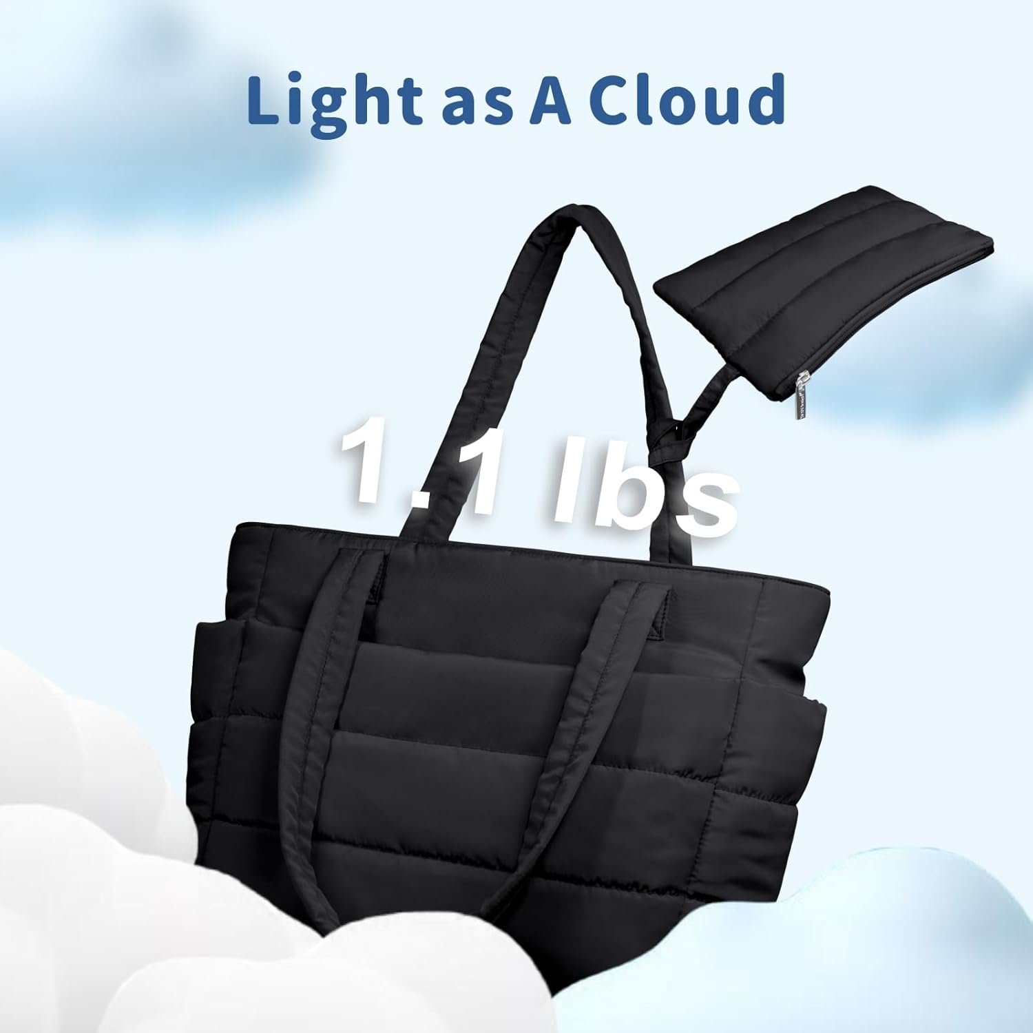 Puffer Tote Bag for Women, Lightweight Puffy Handbag with Compartments, Quilted Shoulder Bag for Work, Travel, Gym - V1258-DP02-C-1317 Puffer Tote Bag for Women, Lightweight Puffy Handbag with Compartments, Quilted Shoulder Bag for Work, Travel, Gym - Image 4