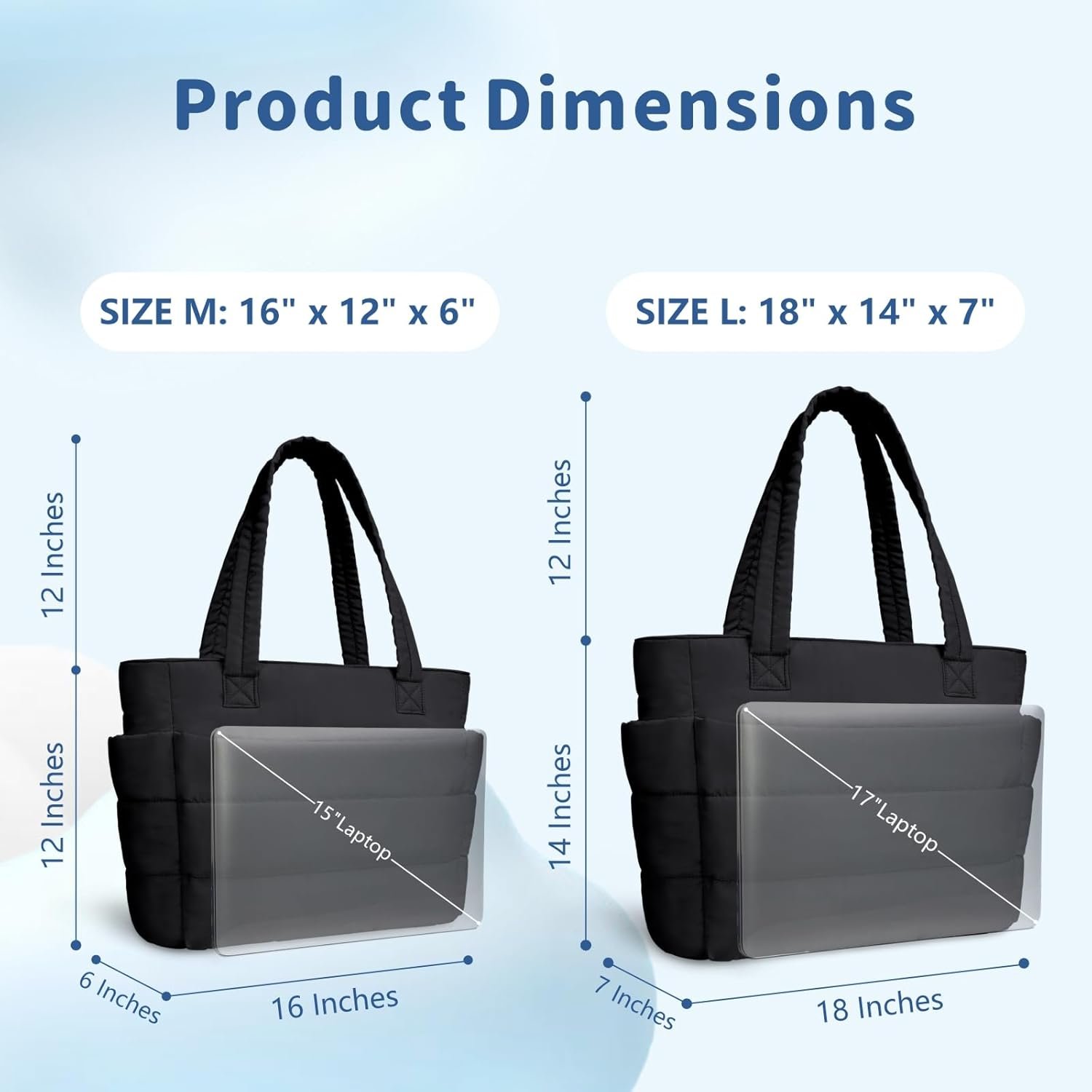 Puffer Tote Bag for Women, Lightweight Puffy Handbag with Compartments, Quilted Shoulder Bag for Work, Travel, Gym - V1258-DP02-C-1317 Puffer Tote Bag for Women, Lightweight Puffy Handbag with Compartments, Quilted Shoulder Bag for Work, Travel, Gym - Image 5