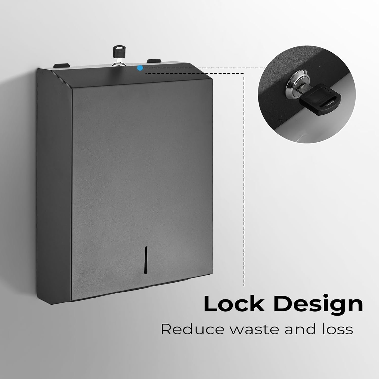 Paper Towel Dispenser Wall Mount - Multifold Trifold Paper Towel Dispensers, Large Capacity Stainless Steel Tissue Holder, Suitable for Bathrooms and Public Places Black - V1258-DP02-C-1427 Paper Towel Dispenser Wall Mount - Multifold Trifold Paper Towel Dispensers, Large Capacity Stainless Steel Tissue Holder, Suitable for Bathrooms and Public Places Black - Image 4