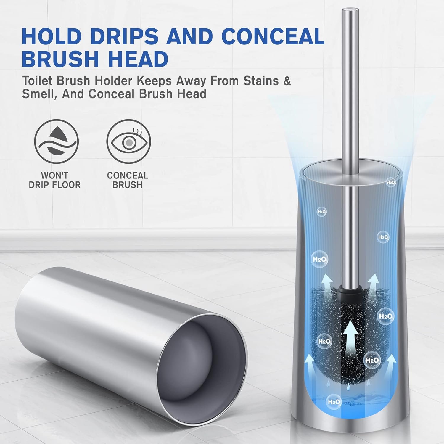 Toilet Brush and Holder, Toilet Brush 304 Stainless Steel, Toilet Bowl Brush for Bathroom Toilet-Ergonomic, Elegant,Durable - V1258-DP02-C-1489 Toilet Brush and Holder, Toilet Brush 304 Stainless Steel, Toilet Bowl Brush for Bathroom Toilet-Ergonomic, Elegant,Durable - Image 5