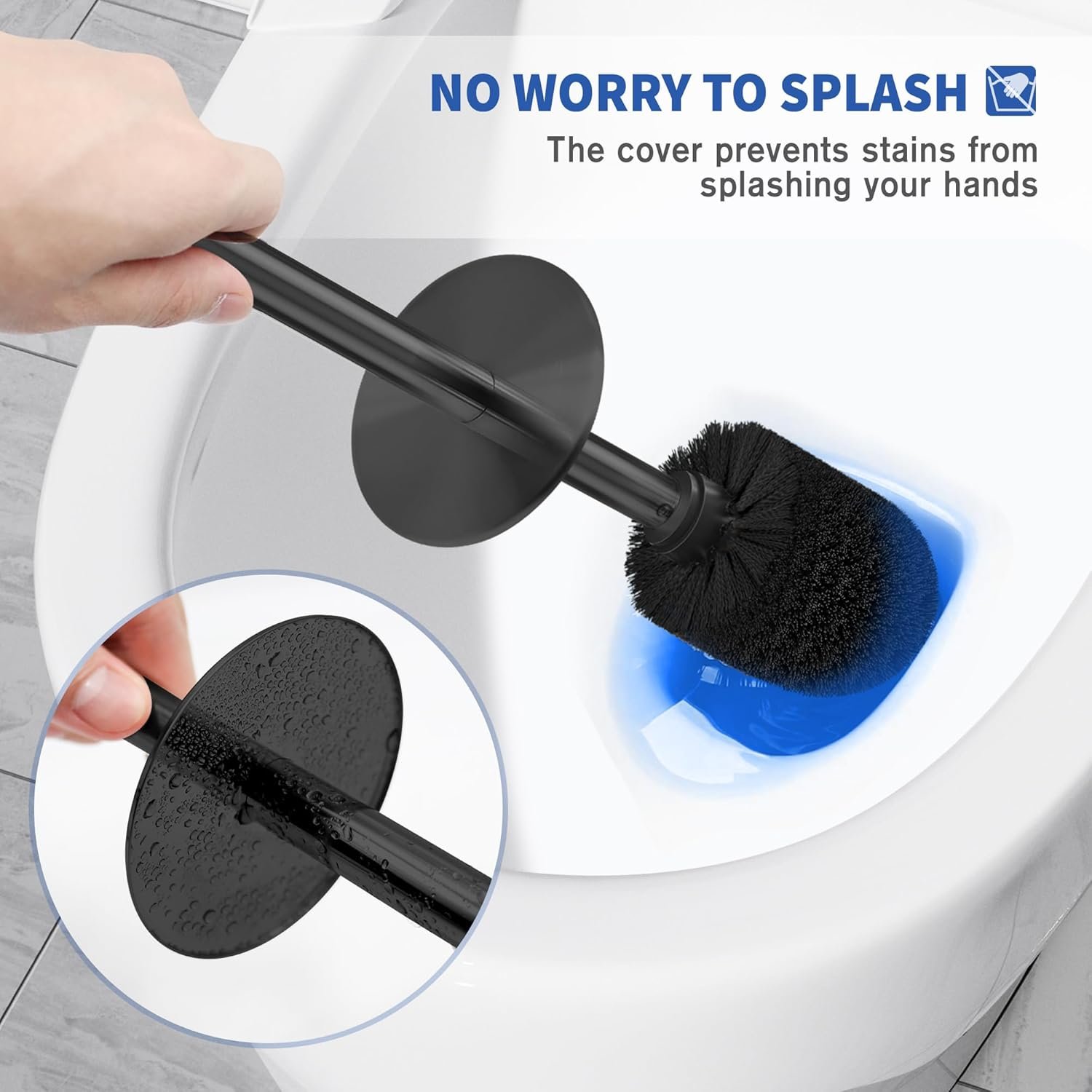Toilet Brush and Holder, Toilet Brush Stainless Steel, Toilet Bowl Brush for Bathroom Toilet-Ergonomic, Elegant,Durable (Black) - V1258-DP02-C-1491 Toilet Brush and Holder, Toilet Brush Stainless Steel, Toilet Bowl Brush for Bathroom Toilet-Ergonomic, Elegant,Durable (Black) - Image 4