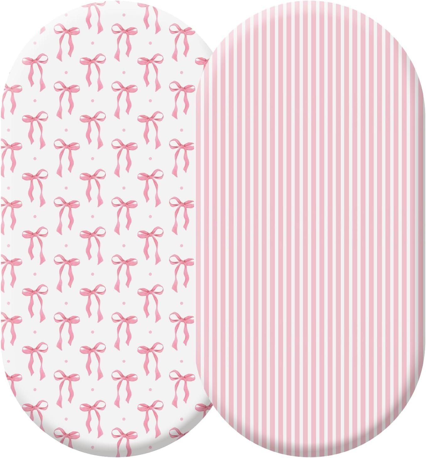 2 Pack Pink Baby Bassinet Sheets Girls Bow Coquette 32'' x 16" Stretchable Soft Crib Sheets Cradle Bed Set Fitted Cover for Oval Rectangle Hourglass Mattress Infant Nursery Toddler Room Decor - V1258-DP02-C-1632 2 Pack Pink Baby Bassinet Sheets Girls Bow Coquette 32'' x 16" Stretchable Soft Crib Sheets Cradle Bed Set Fitted Cover for Oval Rectangle Hourglass Mattress Infant Nursery Toddler Room Decor