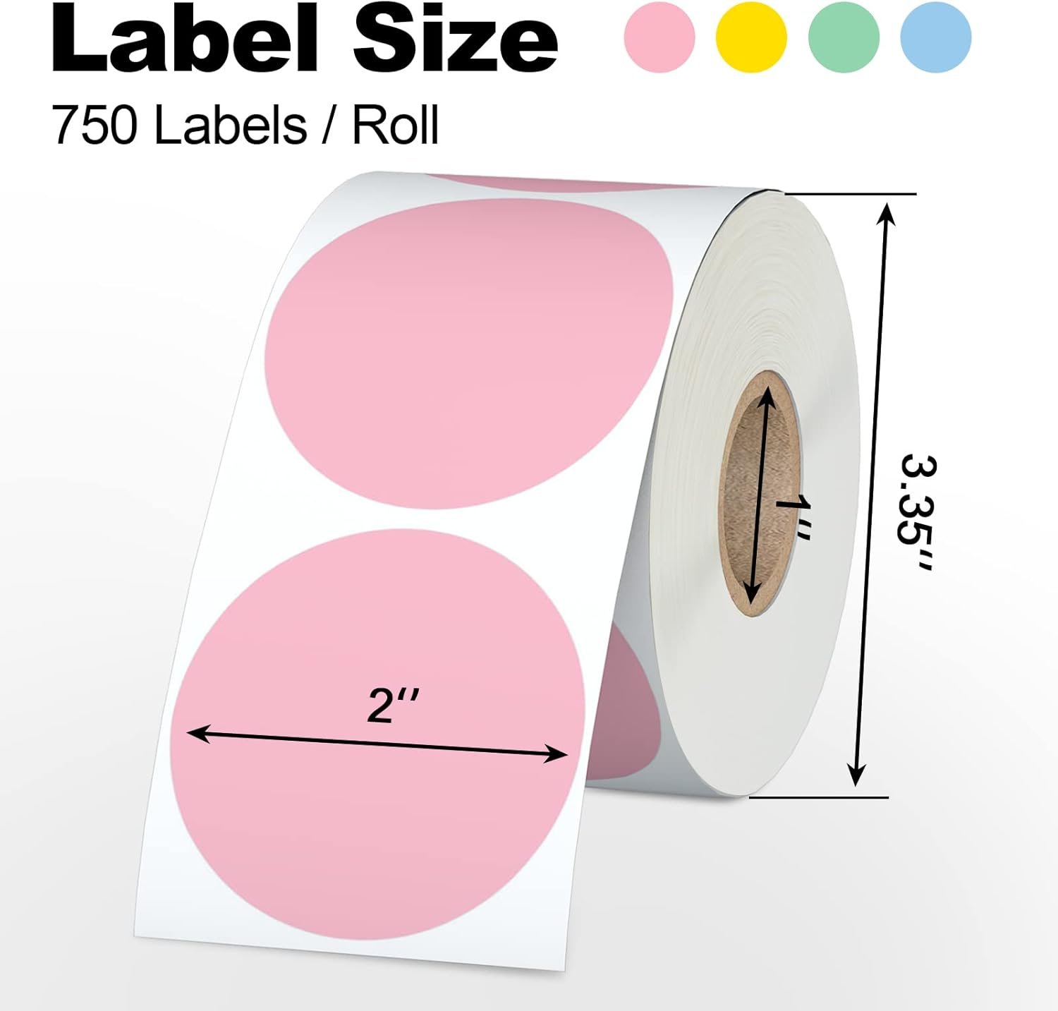 2" 750 Labels White Circle Direct Thermal Stickers Labels Roll Compatible with Zebra, Rollo, MUNBYN, Self-Adhesive Round Direct Thermal Labels - V1258-DP02-WO-1045 2" 750 Labels White Circle Direct Thermal Stickers Labels Roll Compatible with Zebra, Rollo, MUNBYN, Self-Adhesive Round Direct Thermal Labels - Image 2