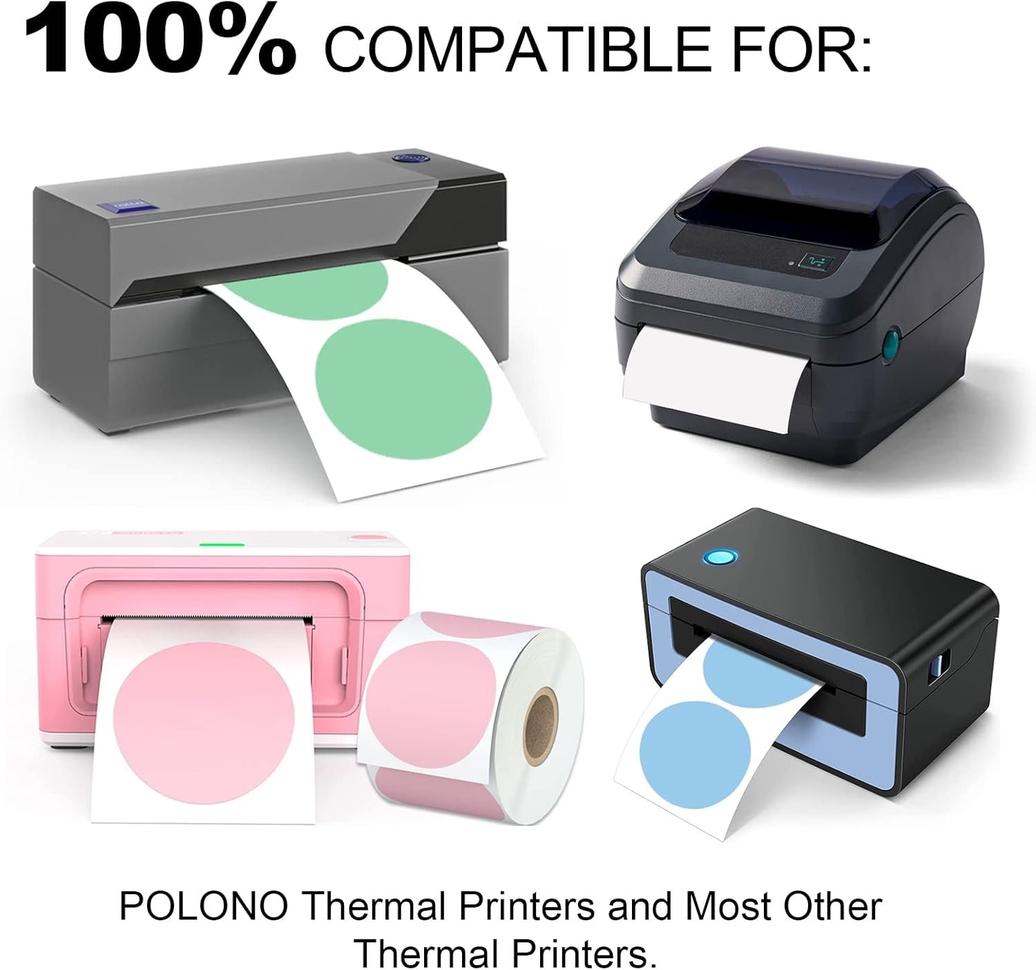 2" 750 Labels White Circle Direct Thermal Stickers Labels Roll Compatible with Zebra, Rollo, MUNBYN, Self-Adhesive Round Direct Thermal Labels - V1258-DP02-WO-1045 2" 750 Labels White Circle Direct Thermal Stickers Labels Roll Compatible with Zebra, Rollo, MUNBYN, Self-Adhesive Round Direct Thermal Labels - Image 3