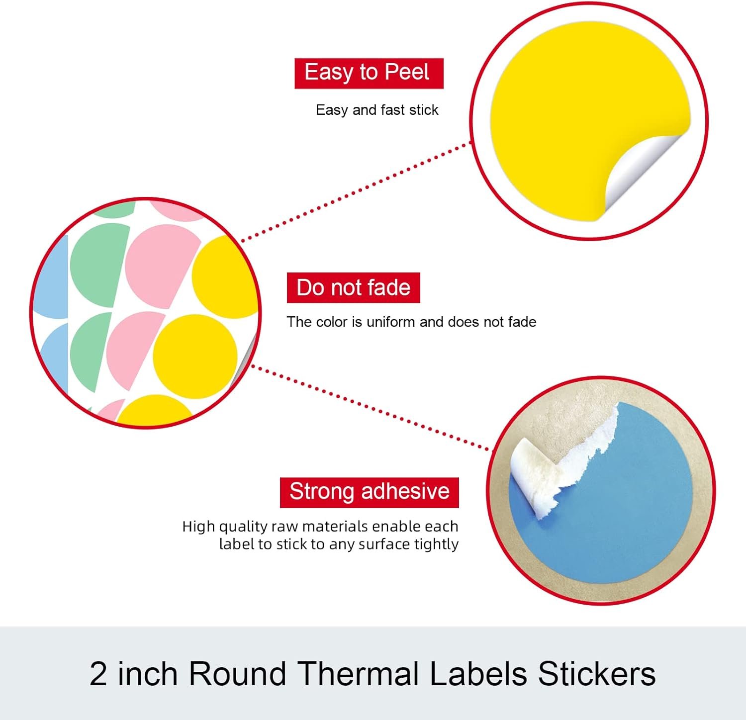 2" 750 Labels White Circle Direct Thermal Stickers Labels Roll Compatible with Zebra, Rollo, MUNBYN, Self-Adhesive Round Direct Thermal Labels - V1258-DP02-WO-1045 2" 750 Labels White Circle Direct Thermal Stickers Labels Roll Compatible with Zebra, Rollo, MUNBYN, Self-Adhesive Round Direct Thermal Labels - Image 5