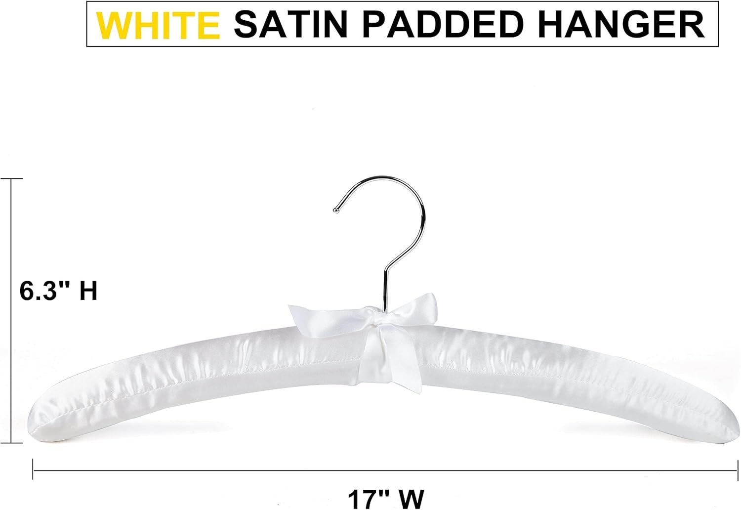 5 Pack 17 Inch Large White Satin Padded Hangers for Women Clothing, Anti Slip Cushioned for Sweaters, Silk Fancy Dress for Wedding, Delicate Cashmere - V1258-DP02-WO-141 5 Pack 17 Inch Large White Satin Padded Hangers for Women Clothing, Anti Slip Cushioned for Sweaters, Silk Fancy Dress for Wedding, Delicate Cashmere - Image 4