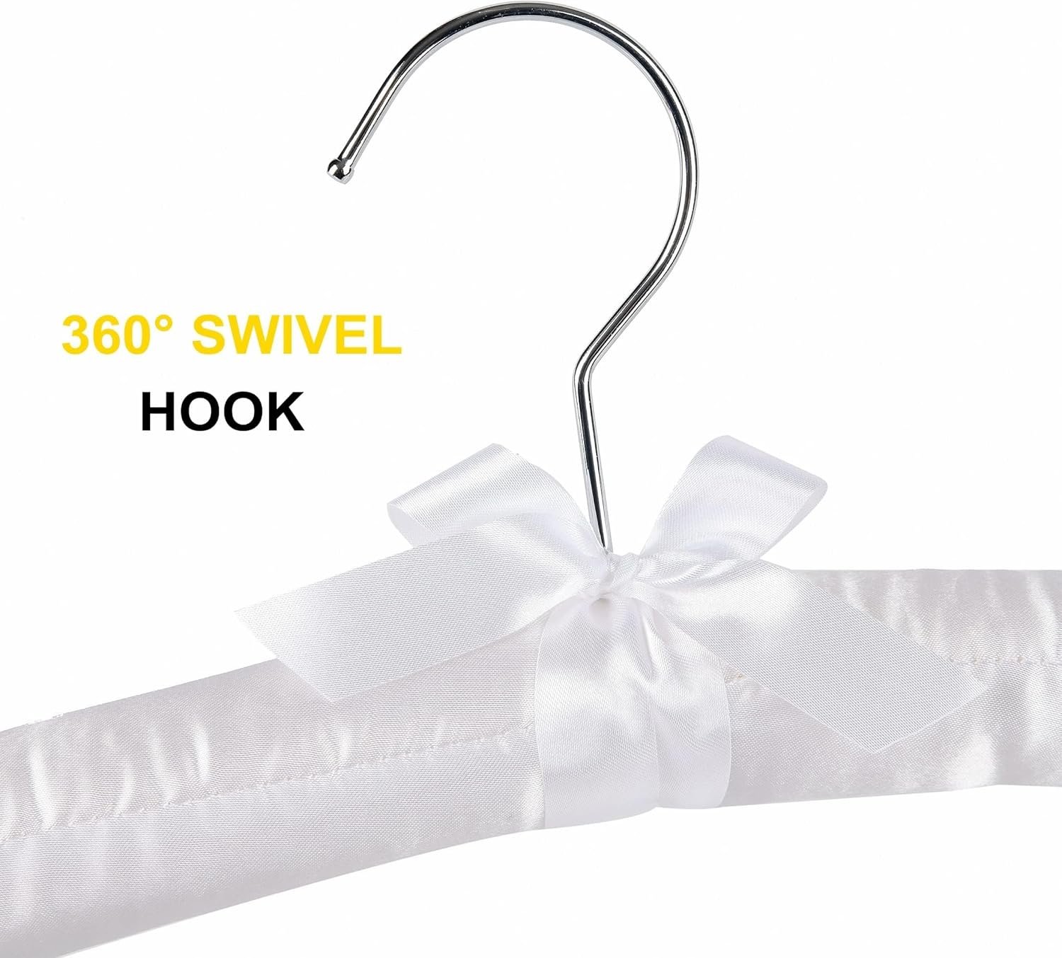 5 Pack 17 Inch Large White Satin Padded Hangers for Women Clothing, Anti Slip Cushioned for Sweaters, Silk Fancy Dress for Wedding, Delicate Cashmere - V1258-DP02-WO-141 5 Pack 17 Inch Large White Satin Padded Hangers for Women Clothing, Anti Slip Cushioned for Sweaters, Silk Fancy Dress for Wedding, Delicate Cashmere - Image 5
