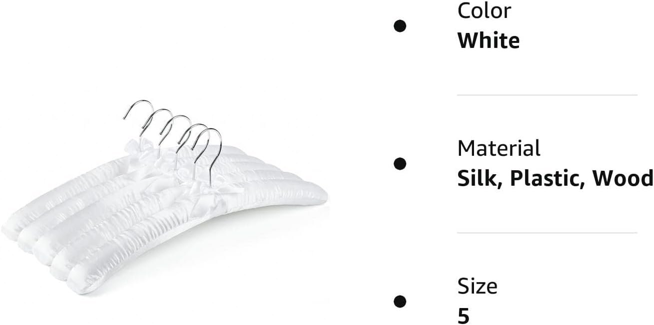5 Pack 17 Inch Large White Satin Padded Hangers for Women Clothing, Anti Slip Cushioned for Sweaters, Silk Fancy Dress for Wedding, Delicate Cashmere - V1258-DP02-WO-141 5 Pack 17 Inch Large White Satin Padded Hangers for Women Clothing, Anti Slip Cushioned for Sweaters, Silk Fancy Dress for Wedding, Delicate Cashmere - Image 8