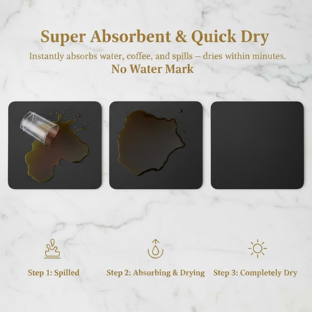 Dish Drying Mat Super Absorbent – 12" x 18" Coffee Mat for Countertops – Non-Slip Drying Mat for Kitchen Counter – Easy to Clean Water Absorbent Mat – Quick Dry Dish Drying Mats (Black) - V1258-DP02-WO-22 Dish Drying Mat Super Absorbent – 12" x 18" Coffee Mat for Countertops – Non-Slip Drying Mat for Kitchen Counter – Easy to Clean Water Absorbent Mat – Quick Dry Dish Drying Mats (Black) - Image 5