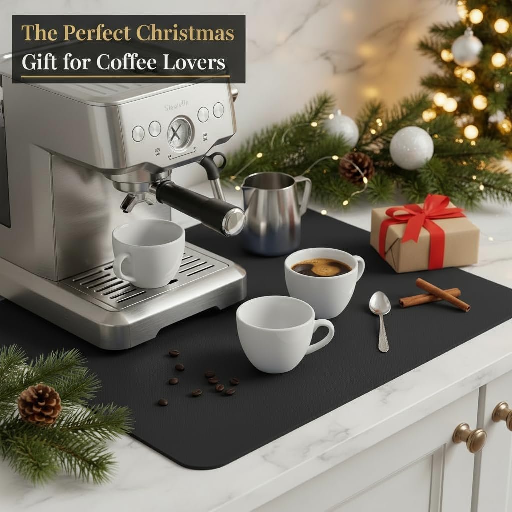 Dish Drying Mat Super Absorbent – 12" x 18" Coffee Mat for Countertops – Non-Slip Drying Mat for Kitchen Counter – Easy to Clean Water Absorbent Mat – Quick Dry Dish Drying Mats (Black) - V1258-DP02-WO-22 Dish Drying Mat Super Absorbent – 12" x 18" Coffee Mat for Countertops – Non-Slip Drying Mat for Kitchen Counter – Easy to Clean Water Absorbent Mat – Quick Dry Dish Drying Mats (Black) - Image 8