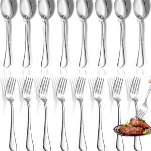 12 Pcs Spoons and Forks Set, Top Food Grade Stainless Steel Forks and Spoons Silverware Set,Forks and Spoons Cutlery Set, Mirror Finish & Dishwasher Safe