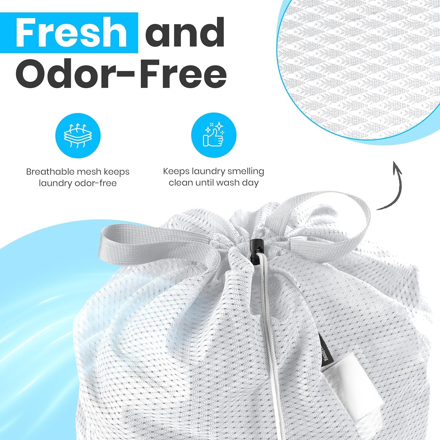 Large Mesh Laundry Bags - 2-Pack Heavy Duty with Handles & Drawstring - Machine Washable Net Laundry Sacks for College Dorm, Camp, Travel, Bedding & Clothes Storage (White) - V1258-DP02-WO-741 Large Mesh Laundry Bags - 2-Pack Heavy Duty with Handles & Drawstring - Machine Washable Net Laundry Sacks for College Dorm, Camp, Travel, Bedding & Clothes Storage (White) - Image 5