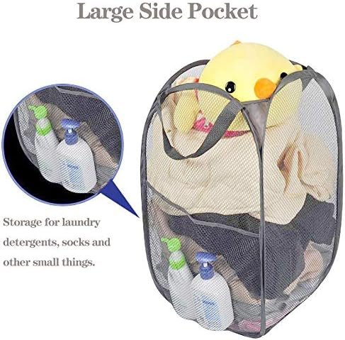 2 Pcs Popup Mesh Laundry Baskets, Collapsible and Portable Clothes Washing Laundry Hampers with Reinforced Carry Handles, Gray Clothes Hamper for Home, Travel, College Dorm - V1258-DP02-WO-796 2 Pcs Popup Mesh Laundry Baskets, Collapsible and Portable Clothes Washing Laundry Hampers with Reinforced Carry Handles, Gray Clothes Hamper for Home, Travel, College Dorm - Image 4
