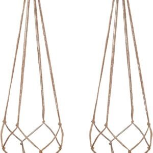 2 Pack 48 Inch Large Macrame Plant Hanger Rope to Hang Flower Pot Plant Holder for Indoor Outdoor Decorations, 4 Legs (Linen Color)