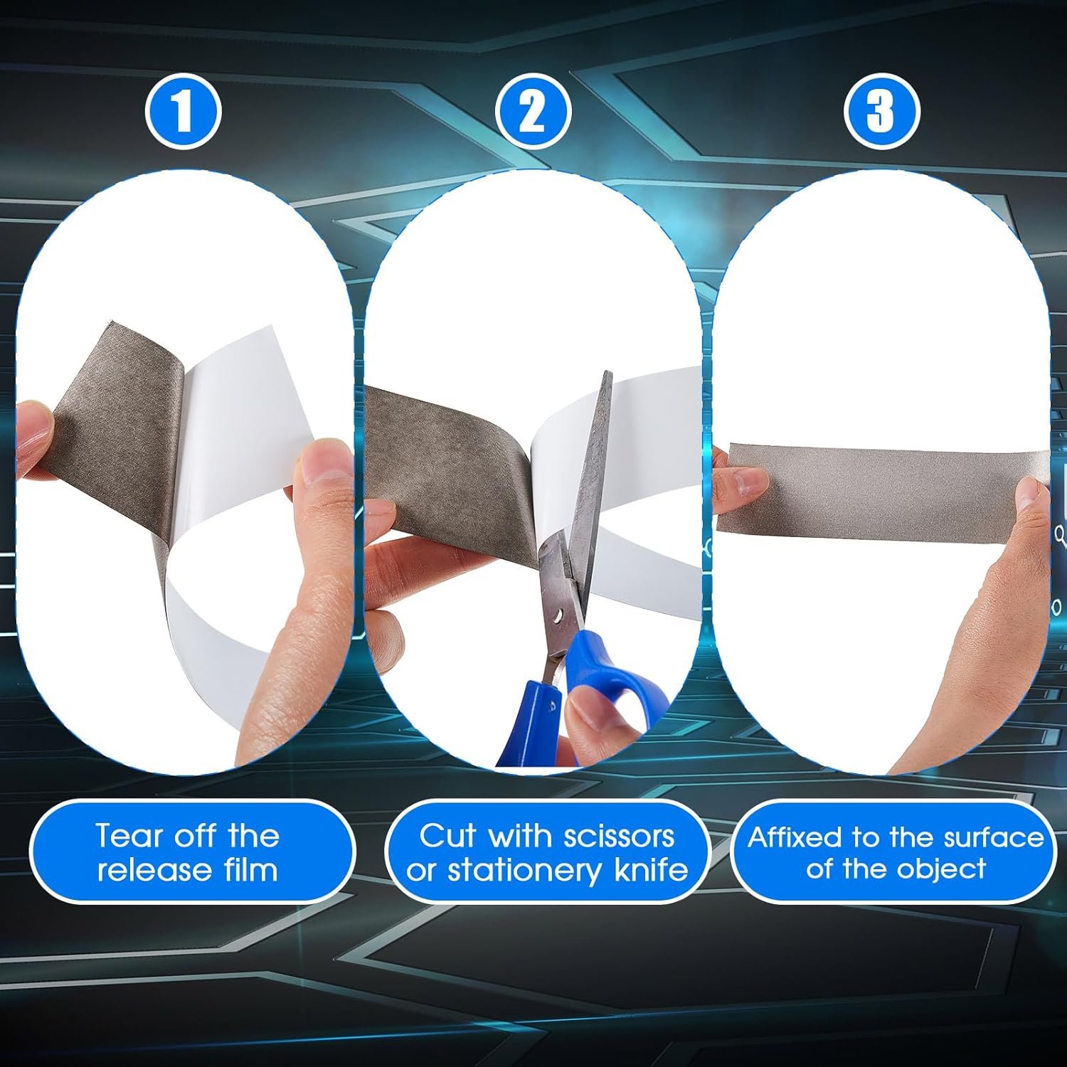 3 Roll Double Conductive Fabric Tape Cloth Adhesive Roll(1in x 100ft, 1.5in 2in 100ft) 1in 100ft - V1259-DP01-A-1218 3 Roll Double Conductive Fabric Tape Cloth Adhesive Roll(1in x 100ft, 1.5in 2in 100ft) 1in 100ft - Image 6