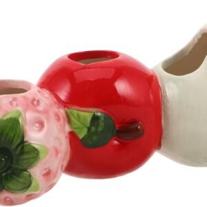 Petluno Ceramic Vase in Strawberry Shape Sturdy Durable Flower Pot for Hydroponic Cuttings Decorative Fruit Vase Kitchen Office Shelf Accents