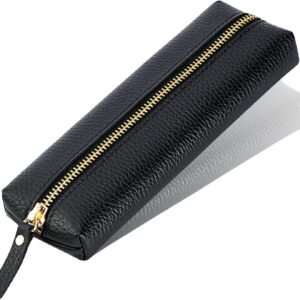 Genuine leather pen case, Cowhide pencil puch with zipper, Soft pen bag for adults.