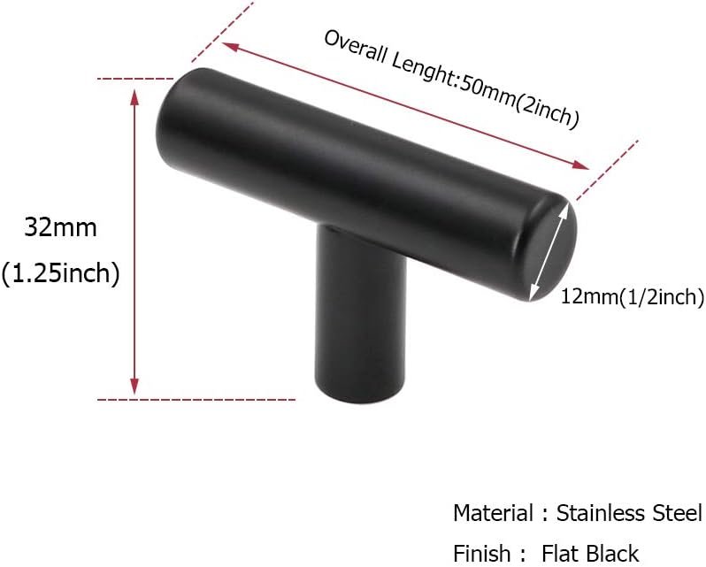 (50 Pack) Cabinet Knob Black Stainless Steel Drawer Knobs - HD201BK Matte Black Kitchen Cabinet Hardware - V1259-DP01-A-2355 (50 Pack) Cabinet Knob Black Stainless Steel Drawer Knobs - HD201BK Matte Black Kitchen Cabinet Hardware - Image 2