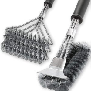 2 Pack BBQ Grill Brush, 18 inch BBQ Accessories, BBQ Cleaning Brush Safe Bristle Free BBQ Brush,100% Rust-Proof Stainless Steel- BBQ Grill Cleaner for Gas, Charcoal, Smoker, Porcelain, Infrared Grill
