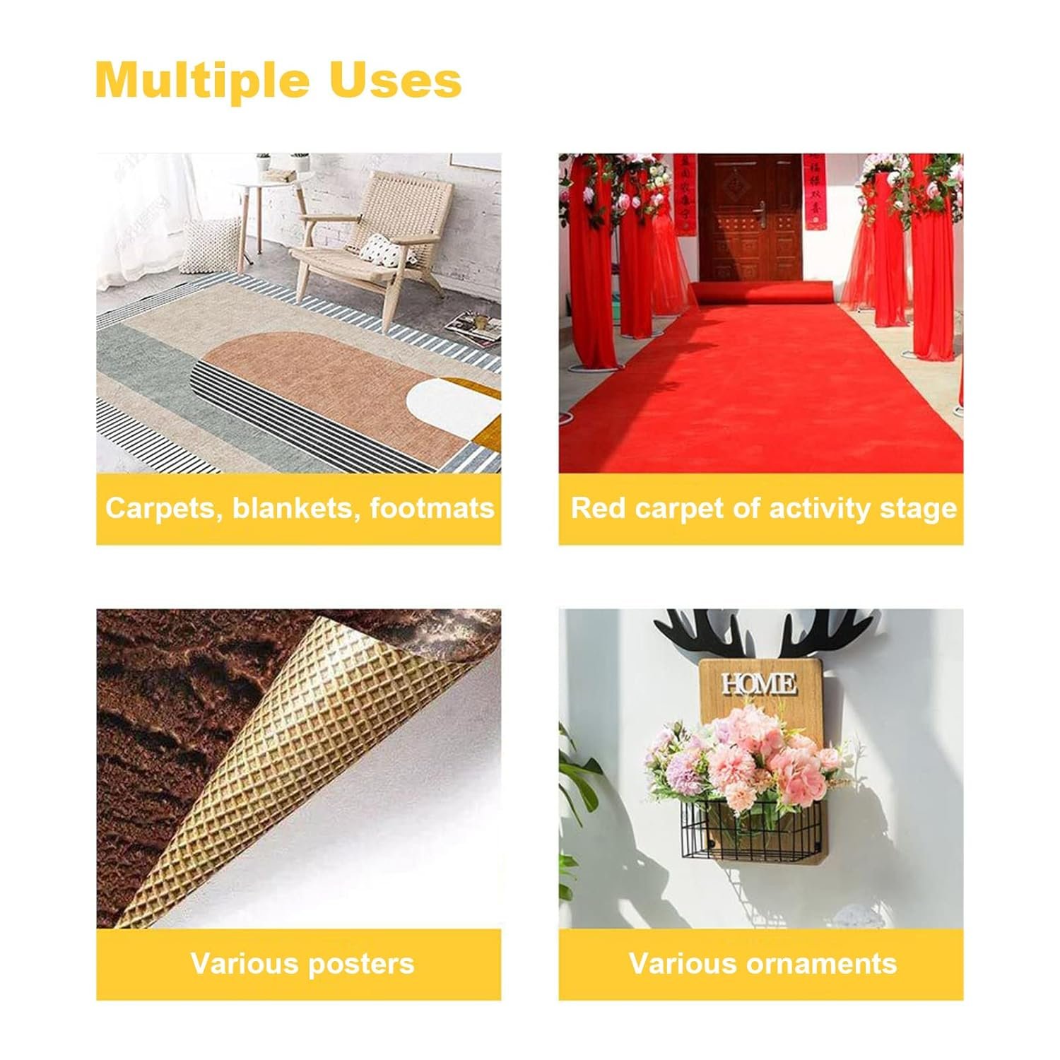 Double Sided Tape Heavy Duty, 2 in X 66 FT (20m) Double Sided Adhesive Tape Super Sticky Carpet Tape Fabric Strong Wall Mounting Tape (Yellow) - V1259-DP01-A-2558 Double Sided Tape Heavy Duty, 2 in X 66 FT (20m) Double Sided Adhesive Tape Super Sticky Carpet Tape Fabric Strong Wall Mounting Tape (Yellow) - Image 5