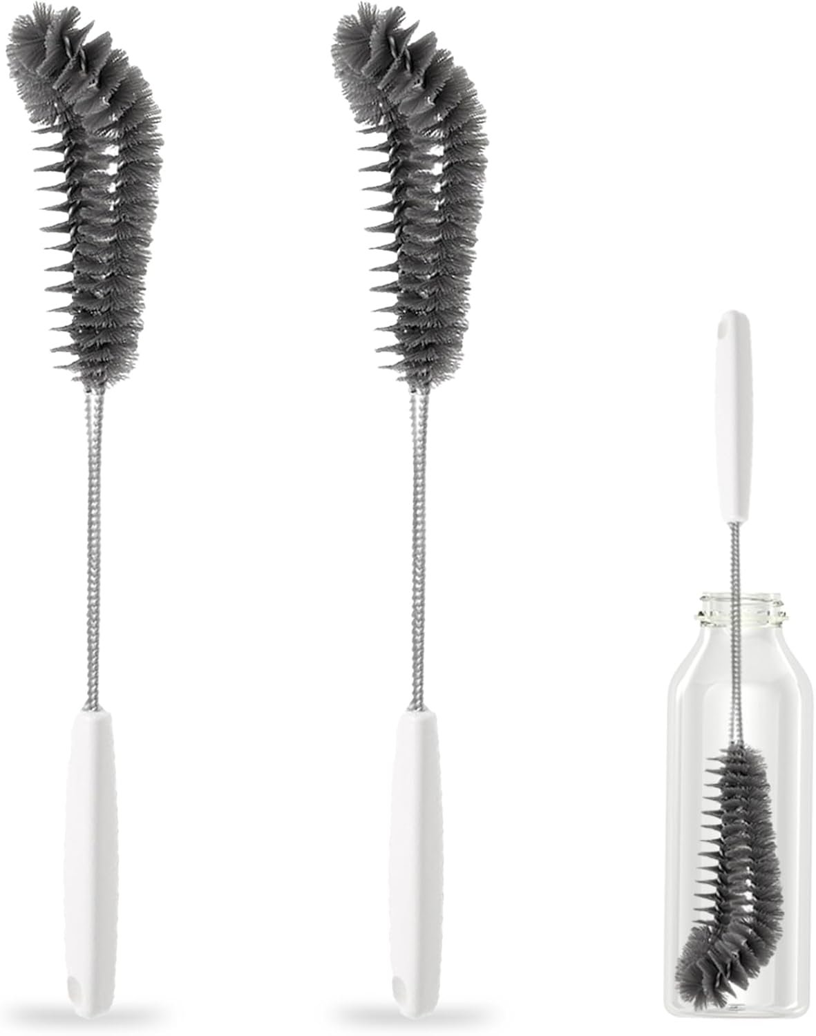 15.7" (40cm) Flexible Long Black Bottle Cleaning Brush for Kitchen and Dining - Perfect for Baby Bottles, Sports Bottles, Glassware, Mugs, Jars, and Stemware (2-pc) - V1259-DP01-A-3326 15.7" (40cm) Flexible Long Black Bottle Cleaning Brush for Kitchen and Dining - Perfect for Baby Bottles, Sports Bottles, Glassware, Mugs, Jars, and Stemware (2-pc)