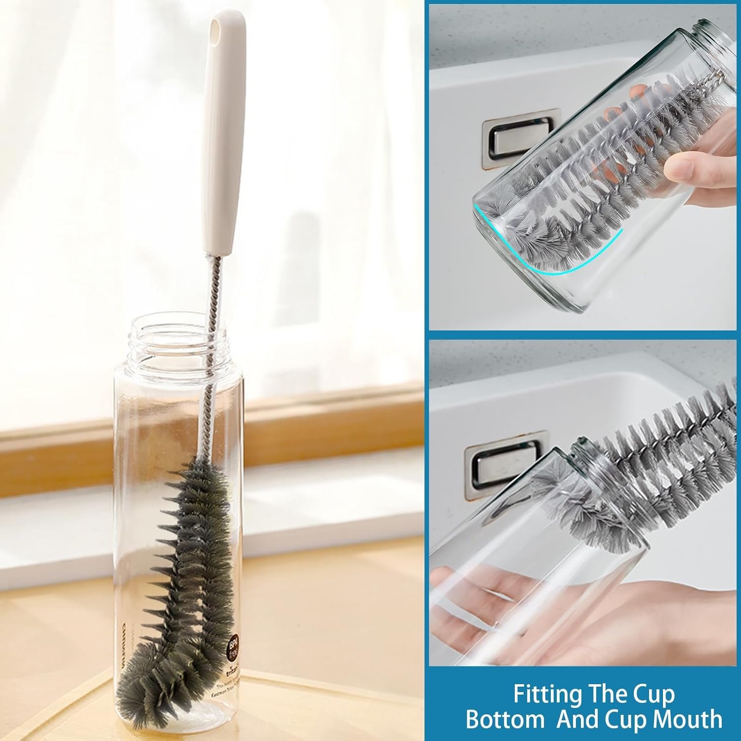 15.7" (40cm) Flexible Long Black Bottle Cleaning Brush for Kitchen and Dining - Perfect for Baby Bottles, Sports Bottles, Glassware, Mugs, Jars, and Stemware (2-pc) - V1259-DP01-A-3326 15.7" (40cm) Flexible Long Black Bottle Cleaning Brush for Kitchen and Dining - Perfect for Baby Bottles, Sports Bottles, Glassware, Mugs, Jars, and Stemware (2-pc) - Image 5
