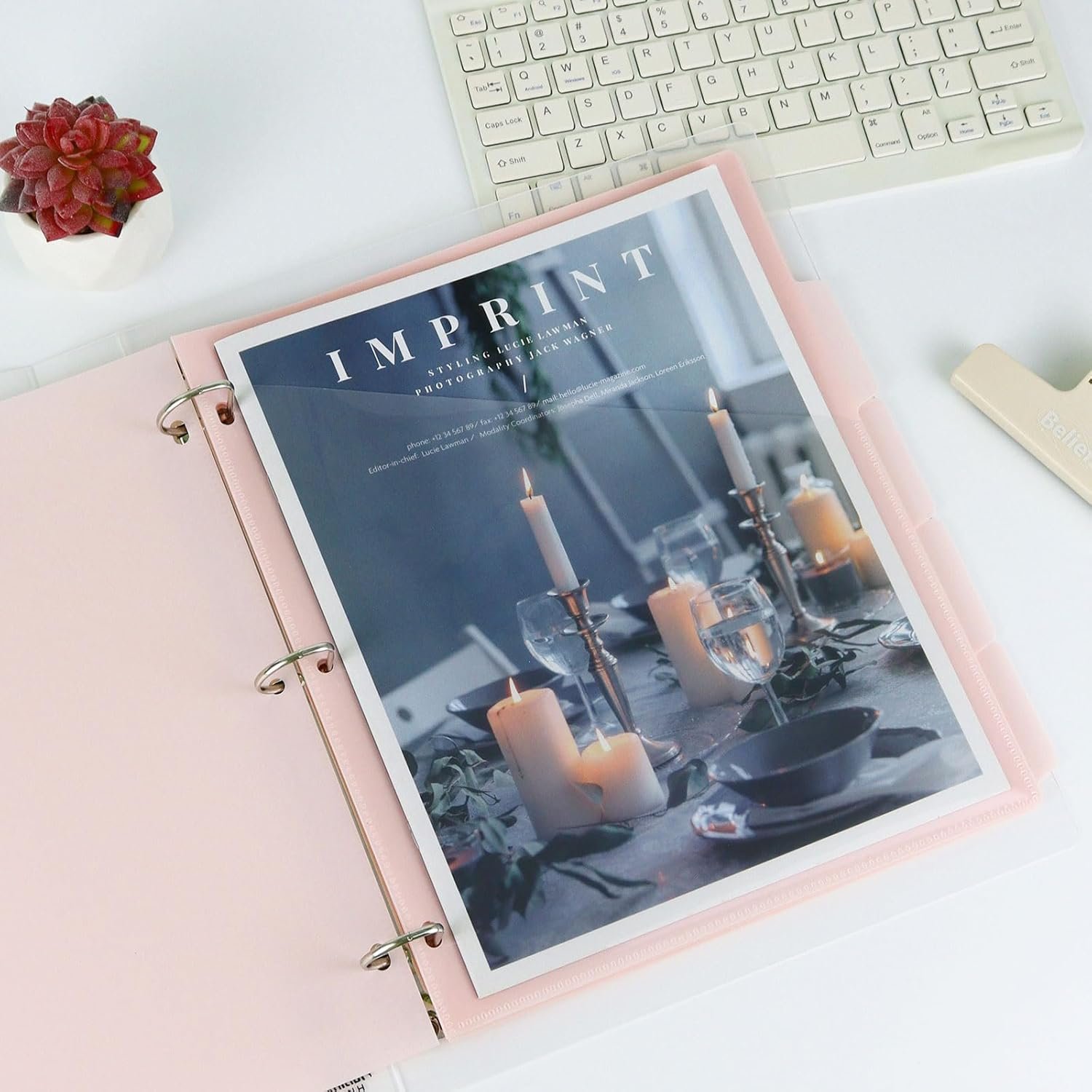 A4 Binder Pockets Dividers with Pockets Plastic 6-Ring Binder Divider Bags, Sturdy 3 Holes 5-Tab Dividers Inserts for Journal, Loose Leaf Planner Office, School and Home Supplies (A4-Pink) - V1259-DP01-A-3637 A4 Binder Pockets Dividers with Pockets Plastic 6-Ring Binder Divider Bags, Sturdy 3 Holes 5-Tab Dividers Inserts for Journal, Loose Leaf Planner Office, School and Home Supplies (A4-Pink) - Image 4