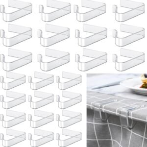 Table Cloth Clips, 24PCS Plastic Transparent Picnic Tablecloth Clips Large Windproof for Christmas Home Wedding Party Indoor Outdoor Camping(2 Sizes)