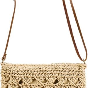 Summer Straw Bag for Women Small Beach Crossbody Bag Bohemian Weave Handmade Shoulder Handbags for Holiday Travel