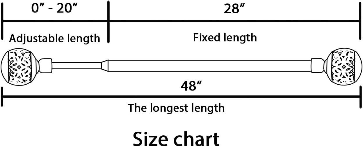 Window Treatment Single Curtain Rod Set Telescoping with Carved Hollow Ball Finials, Adjustable Length from 28 to 48-Inch, 3/4 Inch Diameter, Pewter 28"-48" - V1259-DP01-A-4469 Window Treatment Single Curtain Rod Set Telescoping with Carved Hollow Ball Finials, Adjustable Length from 28 to 48-Inch, 3/4 Inch Diameter, Pewter 28"-48" - Image 7