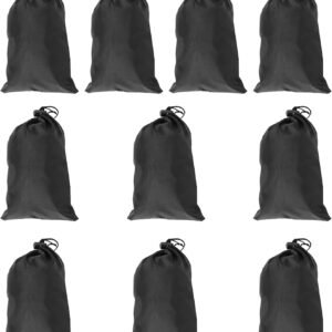Black Drawstring Bags, 10 PCS Portable Bag Carry Ditty Pouch with Toggle Small Storage for Sports Travel
