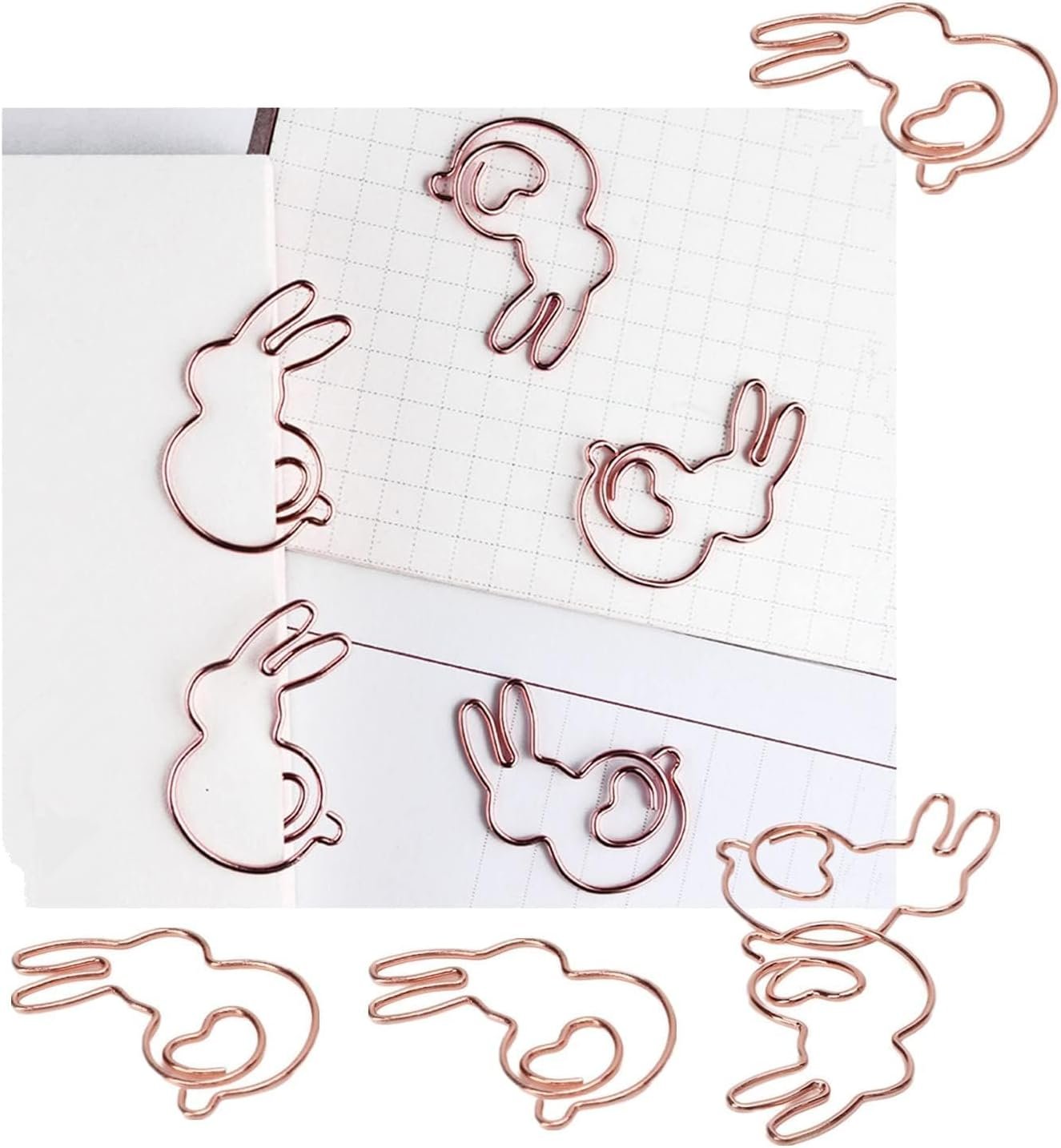 100PCS Rabbit Shape Paper Clips, Rose Gold Bunny Paperclips Decorative Clips Cute Animals Bookmark for Office School Home Desk Organizers - V1259-DP01-A-842 100PCS Rabbit Shape Paper Clips, Rose Gold Bunny Paperclips Decorative Clips Cute Animals Bookmark for Office School Home Desk Organizers - Image 4