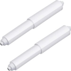 2-piece plastic toilet roll holder - toilet roll holder - toilet roll holder insert - bathroom toilet roll holder insert with spring mechanism - toilet roll replacement roll spring spindle (white)
