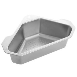 Drain Basket with Hook Triangular Stainless Steel Rinsing Strainer-Stainless Steel