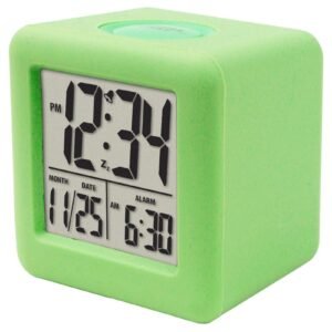 Digital Clock Shock-proof Snooze Function Silicon Cover Electrical LED Clock Household Supplies - Green