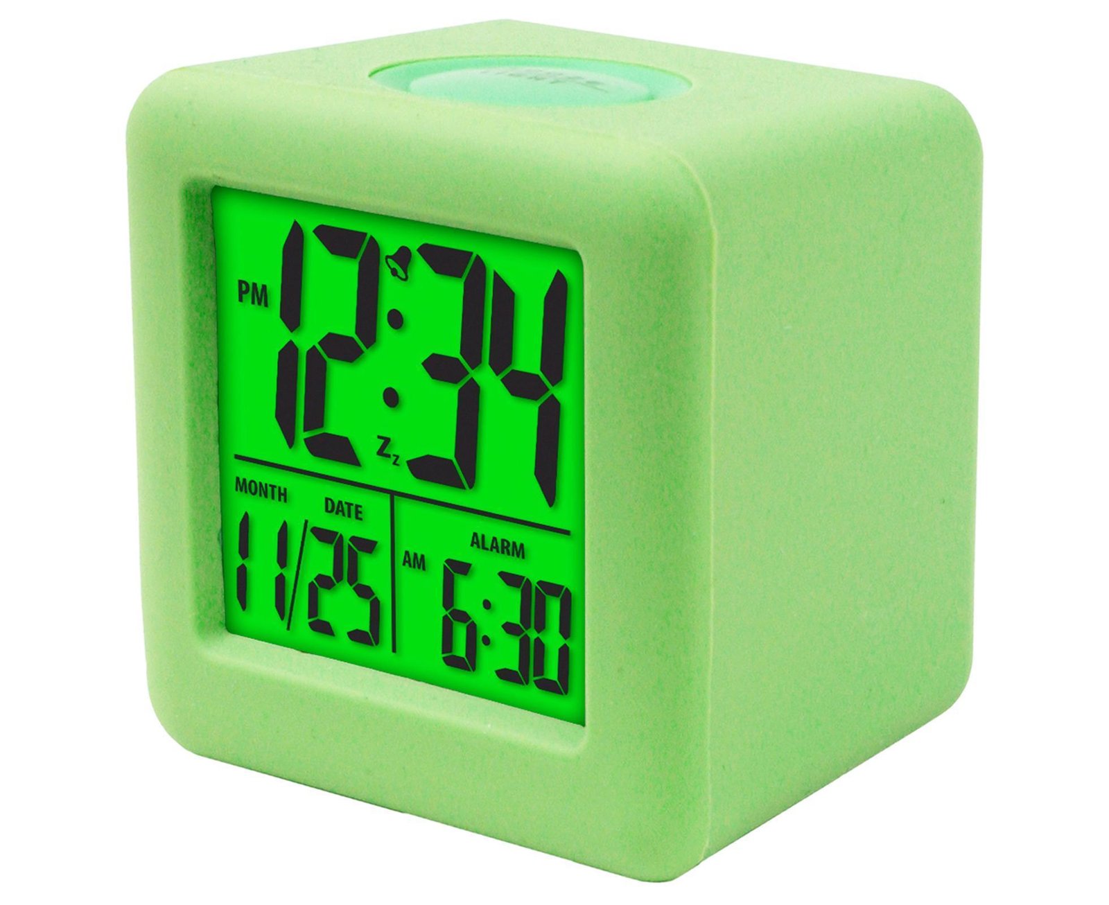 Digital Clock Shock-proof Snooze Function Silicon Cover Electrical LED Clock Household Supplies - Green - V1263-JX-399 Digital Clock Shock-proof Snooze Function Silicon Cover Electrical LED Clock Household Supplies - Green - Image 3