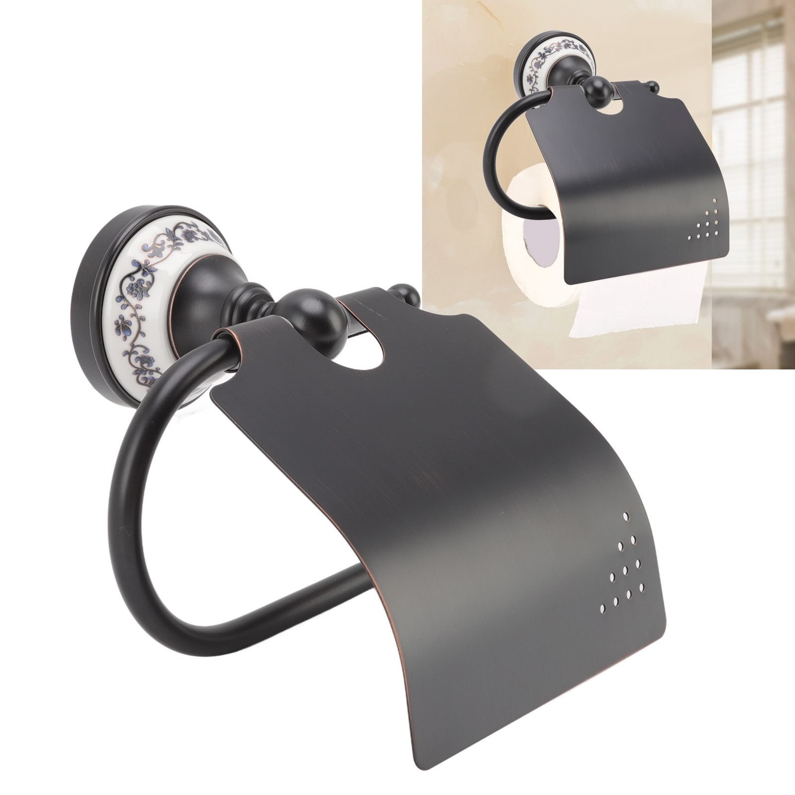 Paper Towel Dispenser Dark Bronze Blue and White Porcelain Wall Mounted Tissue Roll Holder for Bathroom Kitchen - V1294-YM0626-3112220085511 Paper Towel Dispenser Dark Bronze Blue and White Porcelain Wall Mounted Tissue Roll Holder for Bathroom Kitchen - Image 11