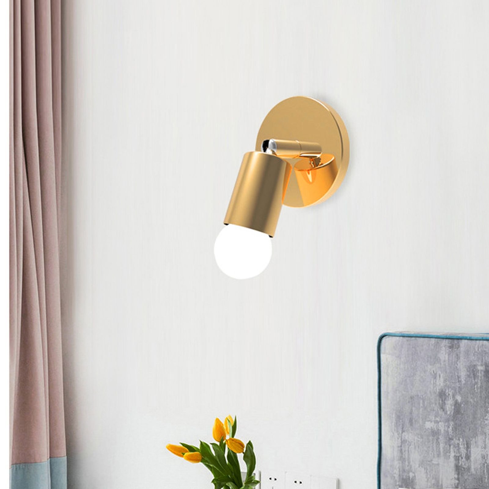 E27 E26 Wall Lamp Base 180 Degrees Up and Down Adjustable Iron Decoration Bulb Socket for Bedroom Living Room Gold - V1294-YM0626-3119220171812 E27 E26 Wall Lamp Base 180 Degrees Up and Down Adjustable Iron Decoration Bulb Socket for Bedroom Living Room Gold - Image 11