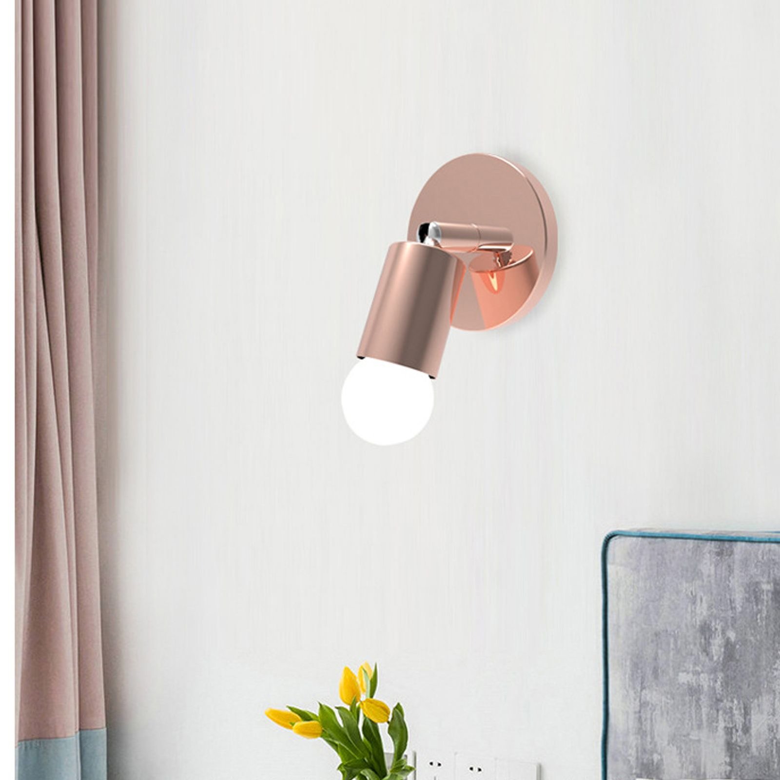 E27 E26 Wall Lamp Base 180 Degrees Up and Down Adjustable Iron Decoration Bulb Socket for Bedroom Living Room Rose Gold - V1294-YM0626-3119220171813 E27 E26 Wall Lamp Base 180 Degrees Up and Down Adjustable Iron Decoration Bulb Socket for Bedroom Living Room Rose Gold - Image 11