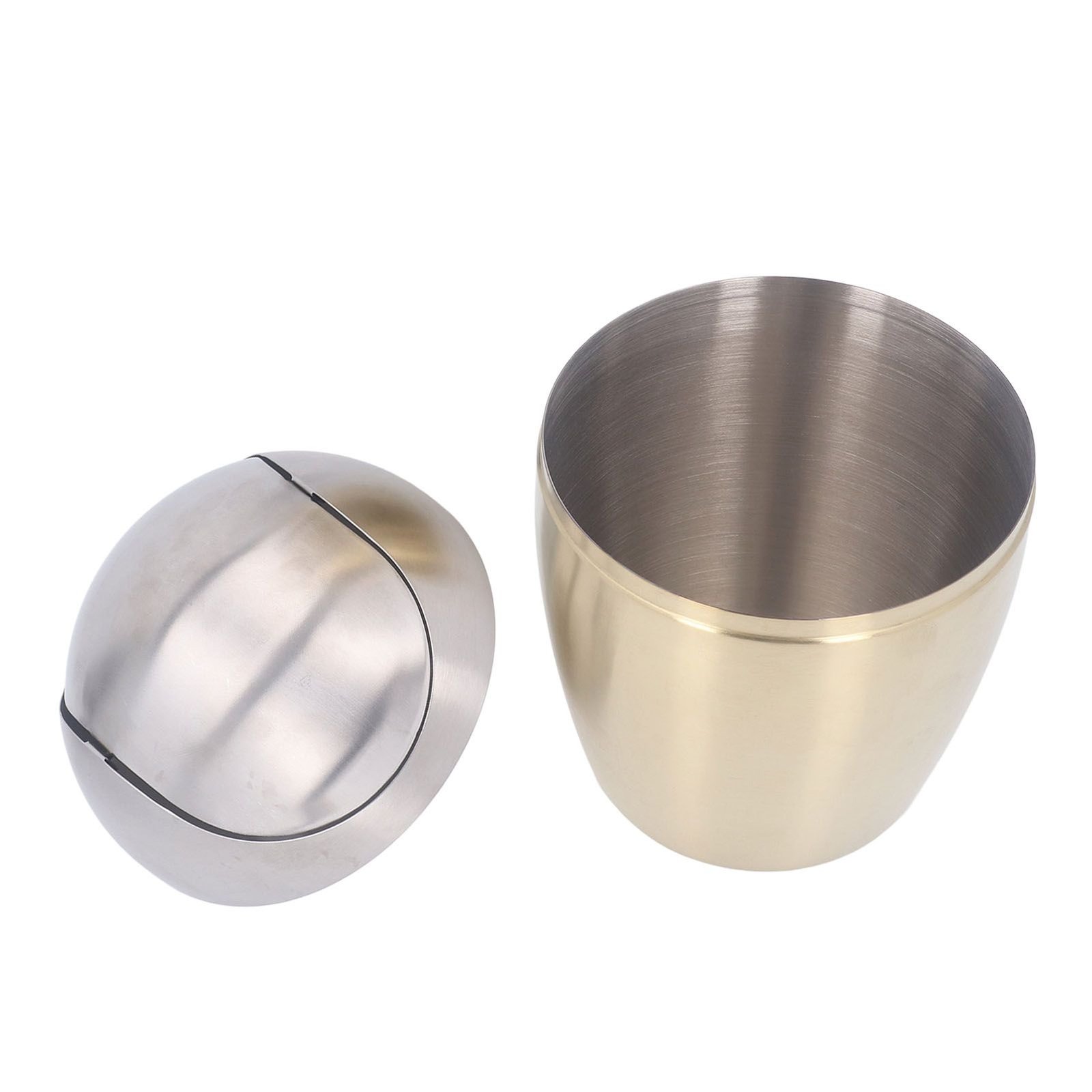 Desktop Small Trash Can Multipurpose 304 Stainless Steel Mini Trash Can with Lid for Tabletop Countertop Use Golden - V1294-YM0710-3117230259811 Desktop Small Trash Can Multipurpose 304 Stainless Steel Mini Trash Can with Lid for Tabletop Countertop Use Golden - Image 2