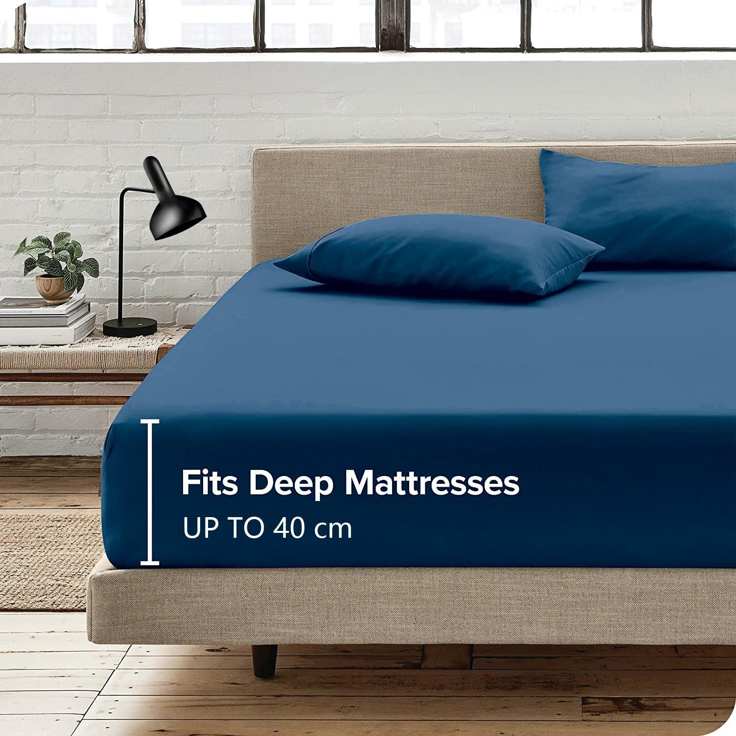 Hotel Quality Fitted Sheet - 1 Piece Fitted Sheet -Breathable Bedding - Wrinkle, Fade, Stain Resistant- 16inch/40cm Deep Pocket Fitted Bed Sheet-Wrinkle and Fade Resistant,(Navy,King Single) - V1317-HB-QS9-AUKS-CL-NV Hotel Quality Fitted Sheet - 1 Piece Fitted Sheet -Breathable Bedding - Wrinkle, Fade, Stain Resistant- 16inch/40cm Deep Pocket Fitted Bed Sheet-Wrinkle and Fade Resistant,(Navy,King Single) - Image 3