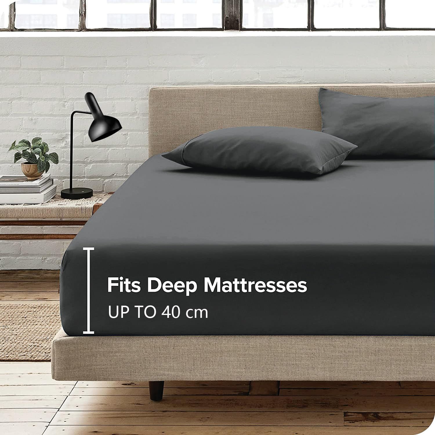 Hotel Quality Fitted Sheet - 1 Piece Fitted Sheet -Breathable Bedding - Wrinkle, Fade, Stain Resistant- 16inch/40cm Deep Pocket Fitted Bed Sheet-Wrinkle and Fade Resistant,(Dark gray,King Single) - V1317-HB-QS9-AUKS-CL-SH Hotel Quality Fitted Sheet - 1 Piece Fitted Sheet -Breathable Bedding - Wrinkle, Fade, Stain Resistant- 16inch/40cm Deep Pocket Fitted Bed Sheet-Wrinkle and Fade Resistant,(Dark gray,King Single) - Image 4