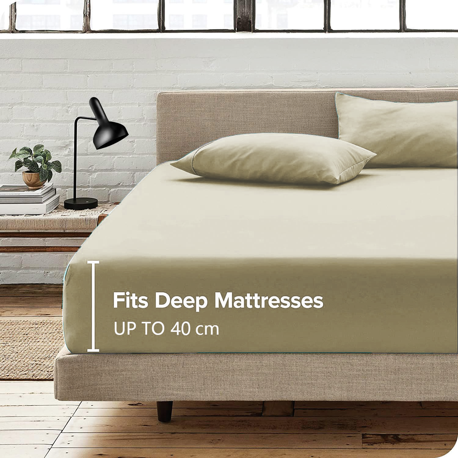 Hotel Quality Fitted Sheet - 1 Piece Fitted Sheet -Breathable Bedding - Wrinkle, Fade, Stain Resistant- 16inch/40cm Deep Pocket Fitted Bed Sheet-Wrinkle and Fade Resistant,(Cream White,Queen) - V1317-HB-QS9-AUQ-CL-NYB Hotel Quality Fitted Sheet - 1 Piece Fitted Sheet -Breathable Bedding - Wrinkle, Fade, Stain Resistant- 16inch/40cm Deep Pocket Fitted Bed Sheet-Wrinkle and Fade Resistant,(Cream White,Queen) - Image 2