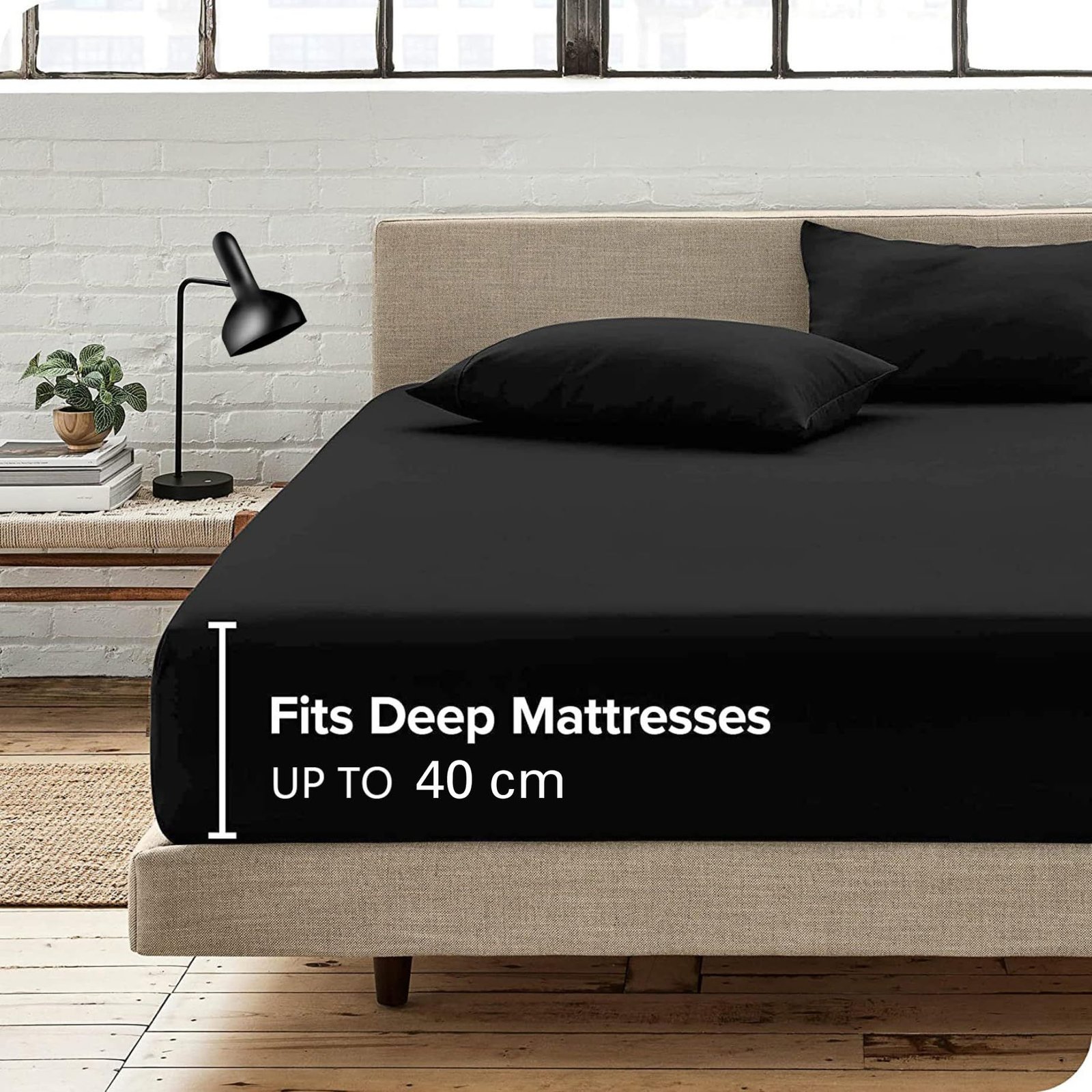Hotel Quality Fitted Sheet - 1 Piece Fitted Sheet -Breathable Bedding - Wrinkle, Fade, Stain Resistant- 16inch/40cm Deep Pocket Fitted Bed Sheet-Wrinkle and Fade Resistant,(Black,Single) - V1317-HB-QS9-AUS-CL-HEI Hotel Quality Fitted Sheet - 1 Piece Fitted Sheet -Breathable Bedding - Wrinkle, Fade, Stain Resistant- 16inch/40cm Deep Pocket Fitted Bed Sheet-Wrinkle and Fade Resistant,(Black,Single) - Image 2