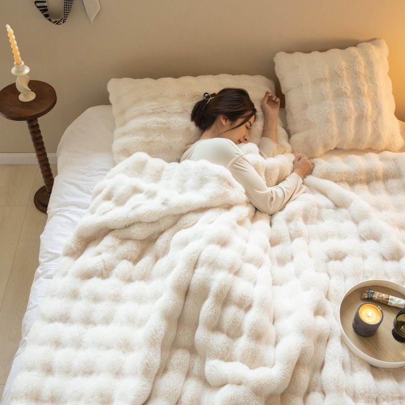 Velvet Blanket Polyester 180x200cm Creamy White Creamy-white 180*200cm