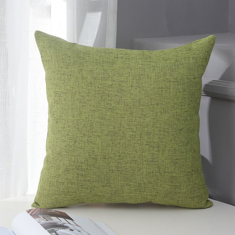 Le Su Cotton Linen Cushion Solid Color with Core 16# grass green 30*50-single pillowcase