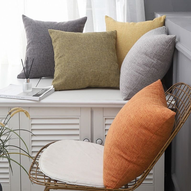 Le Su Cotton Linen Cushion Solid Color with Core 35# Indigo 40*60-single pillowcase - V1328-DZ5142189538634 Le Su Cotton Linen Cushion Solid Color with Core 35# Indigo 40*60-single pillowcase - Image 3