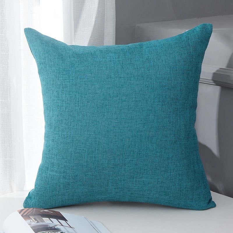 Le Su Cotton Linen Cushion Solid Color with Core 33# Blue 60X70-Single pillowcase