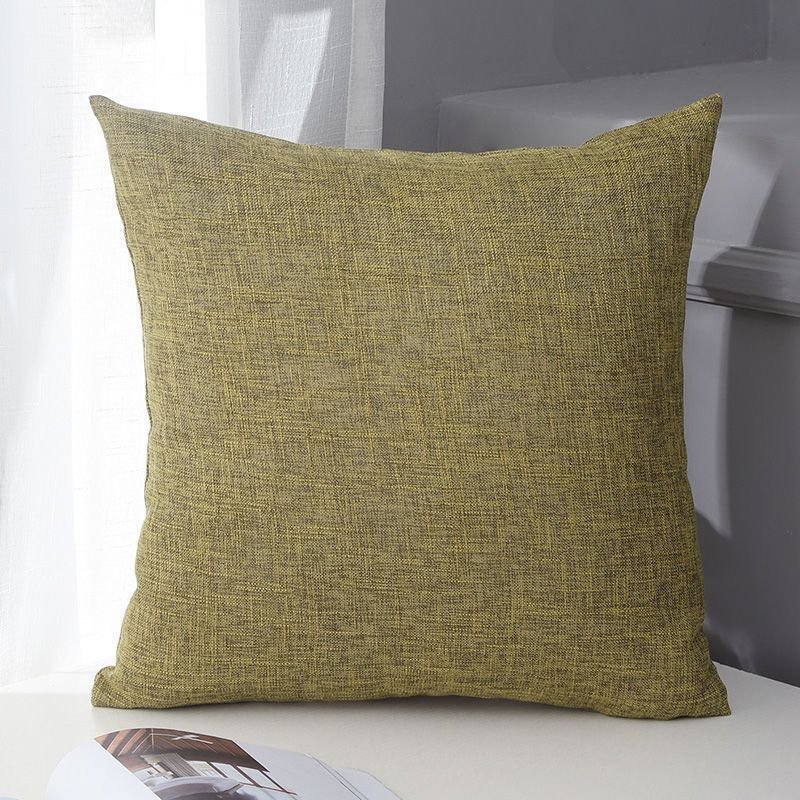 Le Su Cotton Linen Cushion Solid Color with Core 66# Olive Green 50*50-pillowcase 650g thick pillow core